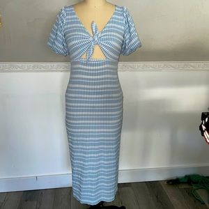 Blue Gingham Puff Sleeve Dress